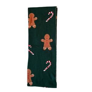 Oversized Gingerbread Candy Cane Cotton Throw Blanket 50x70 Christmas Green New